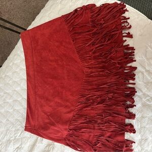 Rust Red Fringe Skirt